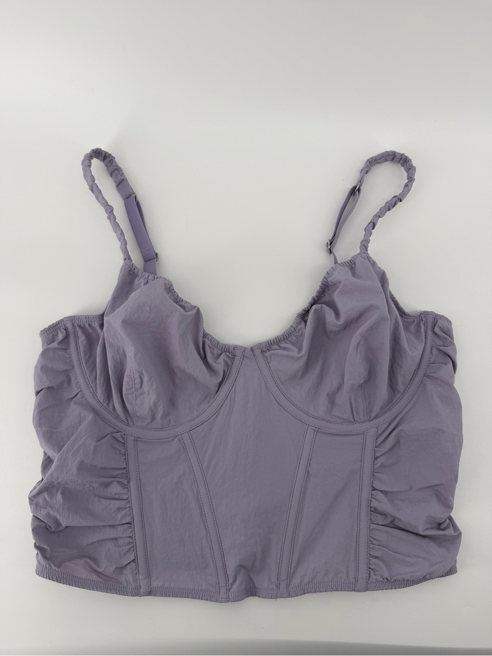 Gilly Hicks Lavender Ruched Bustier Corset Crop Top Smocked Back Size L